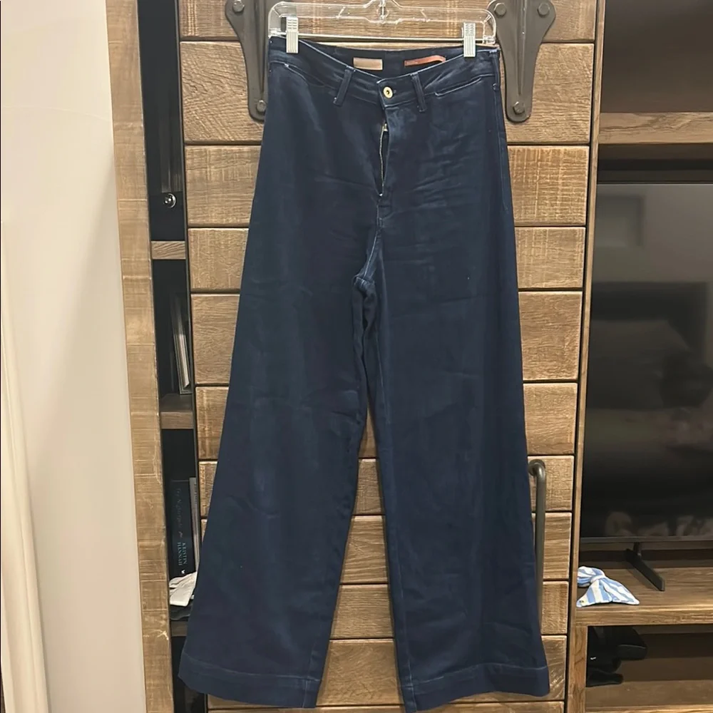 Navy Wide-Leg Trousers - Picture 1 of 2